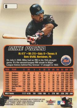 2001 Ultra #8 Mike Piazza Back