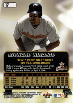 2001 Ultra #17 Richard Hidalgo Back