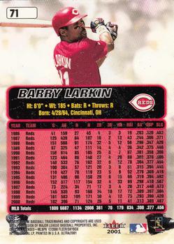 2001 Ultra #71 Barry Larkin Back
