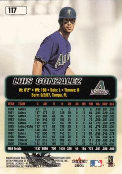 2001 Ultra #117 Luis Gonzalez Back