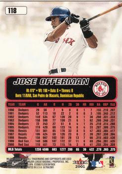 2001 Ultra #118 Jose Offerman Back