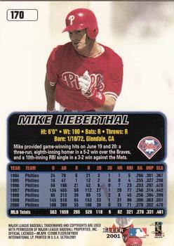 2001 Ultra #170 Mike Lieberthal Back