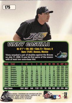 2001 Ultra #175 Vinny Castilla Back
