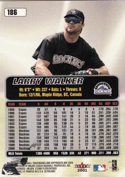 2001 Ultra #186 Larry Walker Back