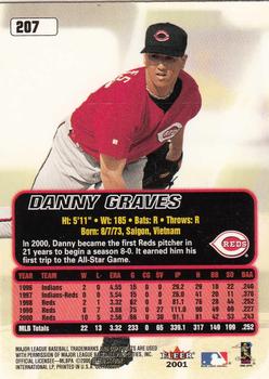 2001 Ultra #207 Danny Graves Back