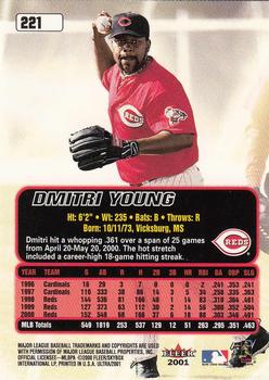 2001 Ultra #221 Dmitri Young Back