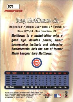 2001 Ultra #271 Gary Matthews, Jr. Back
