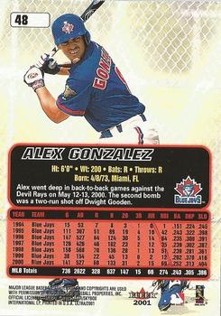 2001 Ultra #48 Alex Gonzalez Back