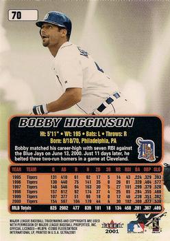 2001 Ultra #70 Bobby Higginson Back