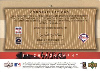 2003 SP Authentic - Chirography Hall of Famers Gold #RR Robin Roberts Back