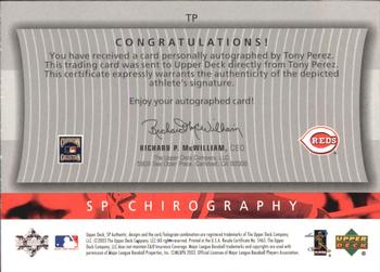2003 SP Authentic - Chirography Hall of Famers Silver #TP Tony Perez Back