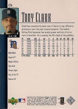 2001 Upper Deck #124 Tony Clark Back