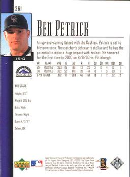 2001 Upper Deck #261 Ben Petrick Back