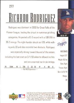 2001 Upper Deck #277 Ricardo Rodriguez Back