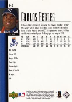 2001 Upper Deck #345 Carlos Febles Back