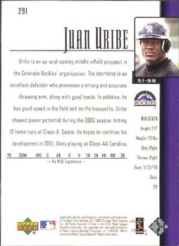 2001 Upper Deck #291 Juan Uribe Back
