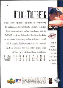 2001 Upper Deck #31 Brian Tollberg Back