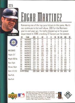 2001 Upper Deck #325 Edgar Martinez Back