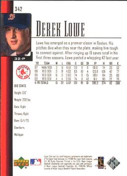 2001 Upper Deck #342 Derek Lowe Back