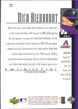 2001 Upper Deck #37 Nick Bierbrodt Back