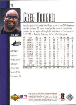 2001 Upper Deck #70 Greg Vaughn Back