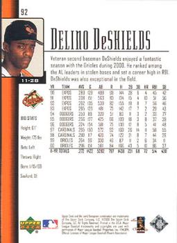 2001 Upper Deck #92 Delino DeShields Back