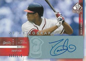 2003 SP Authentic - Chirography World Series Heroes #DJ David Justice Front