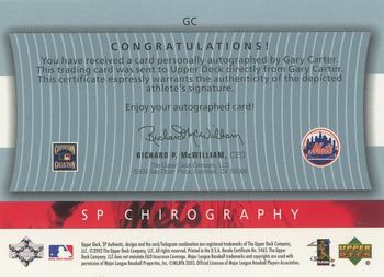 2003 SP Authentic - Chirography World Series Heroes #GC Gary Carter Back