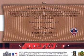 2003 SP Authentic - Chirography World Series Heroes Bronze #GA Garret Anderson Back