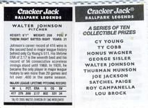 2005 Cracker Jack Ballpark Legends #NNO Walter Johnson Back