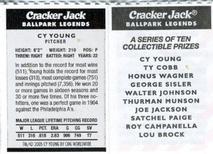 2005 Cracker Jack Ballpark Legends #NNO Cy Young Back