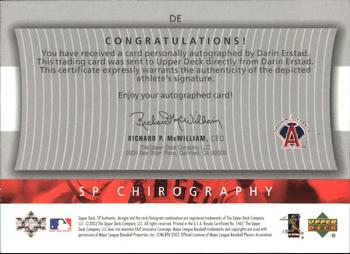 2003 SP Authentic - Chirography World Series Heroes Silver #DE Darin Erstad Back