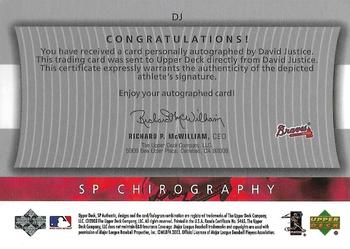 2003 SP Authentic - Chirography World Series Heroes Silver #DJ David Justice Back