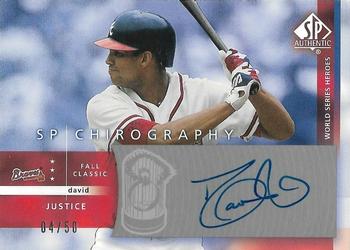 2003 SP Authentic - Chirography World Series Heroes Silver #DJ David Justice Front