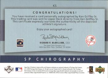 2003 SP Authentic - Chirography Yankees Stars #KS Ken Griffey Sr. Back