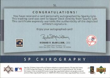 2003 SP Authentic - Chirography Yankees Stars #SL Sparky Lyle Back