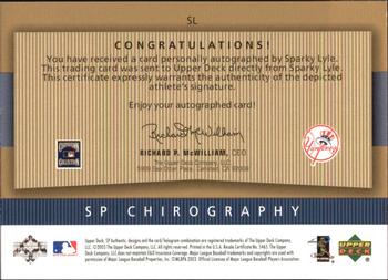 2003 SP Authentic - Chirography Yankees Stars Gold #SL Sparky Lyle Back