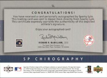 2003 SP Authentic - Chirography Yankees Stars Silver #SL Sparky Lyle Back
