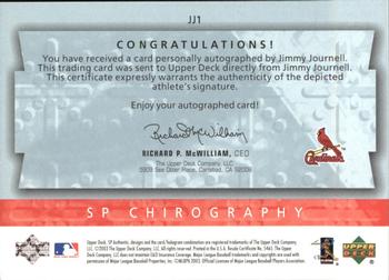 2003 SP Authentic - Chirography Young Stars #JJ1 Jimmy Journell Back