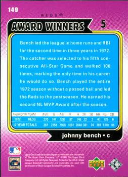 2001 Upper Deck Decade 1970's #149 Johnny Bench Back