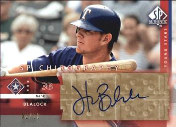 2003 SP Authentic - Chirography Young Stars Gold #HB Hank Blalock Front