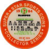 1984 7-Eleven Super Star Sports Coins: East Region #VIII H Tom Seaver Back