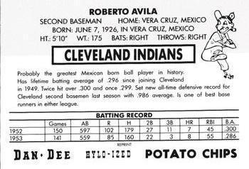 1954 Dan-Dee Potato Chips (Reprint) #NNO Bob Avila Back