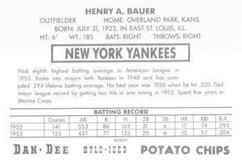 1954 Dan-Dee Potato Chips (Reprint) #NNO Hank Bauer Back
