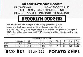 1954 Dan-Dee Potato Chips (Reprint) #NNO Gil Hodges Back