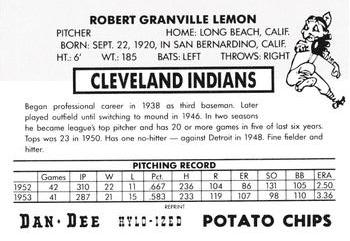 1954 Dan-Dee Potato Chips (Reprint) #NNO Bob Lemon Back