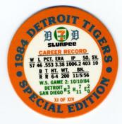 1985 7-Eleven Detroit Tigers Special Edition Coins #XI Dave Rozema Back