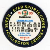 1985 7-Eleven Super Star Sports Coins: East Region #XIII JH Dave Righetti Back