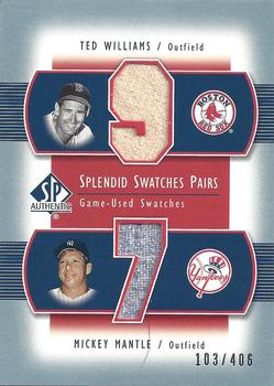 2003 SP Authentic - Splendid Swatches Pairs #TW-TW Ted Williams / Mickey Mantle Front