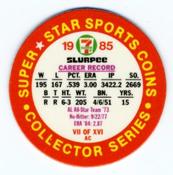 1985 7-Eleven Super Star Sports Coins: Great Lakes Region #VII AC Bert Blyleven Back